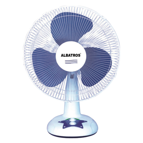 Ventilator de birou Albatros V30A, 3 viteze, diametru 30 cm, Oscilaţie la 90°, Grilaj de protecţie, Alb