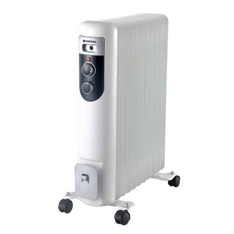 Radiator cu ulei Vortex VO4220, 9 elementi, 2000 W, 3 trepte de putere, Termostat, Protecție la supraîncălzire, Alb