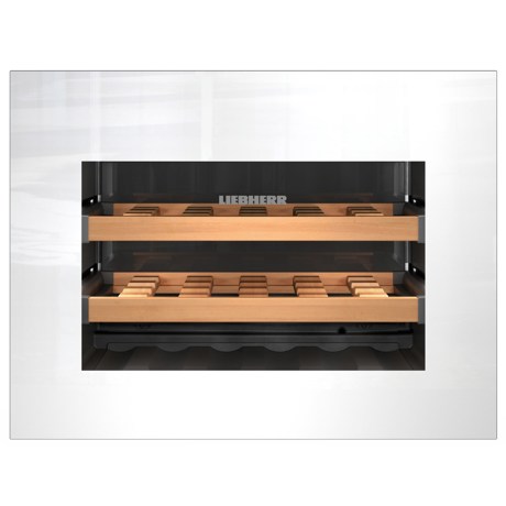 Vitrină de vin încorporabilă WKEgw 582, 46 L, 18 sticle, Alarmă defecţiune, Siguranţă copii, Display, Control electronic, Iluminare LED, Rafturi lemn, H 45.2 cm