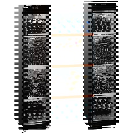 Vitrina pentru vinuri Liebherr WKb 3212, 309 L, 164 sticle, Rafturi lemn, Control taste, Display, H 135 cm, Negru