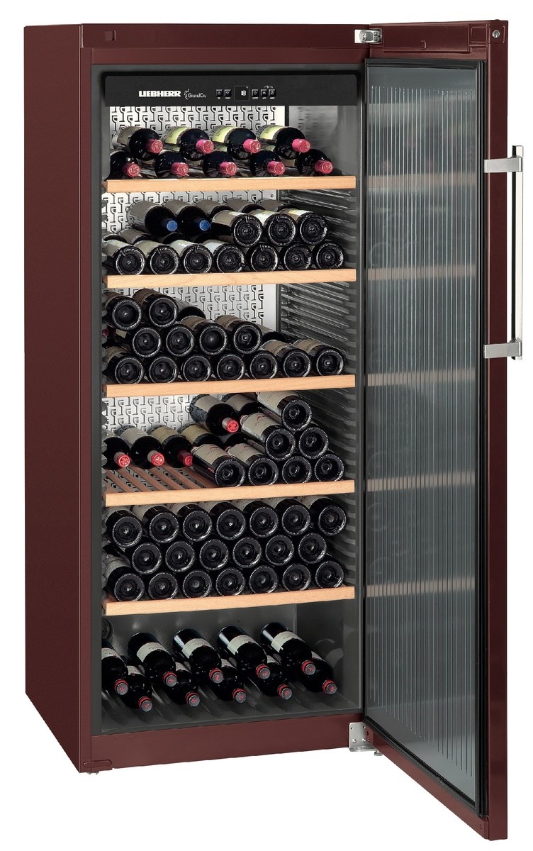 Vitrina pentru vinuri Liebherr WKt 4551, 413 L, 201 sticle, Rafturi lemn, Control taste, Display, H 165 cm, Culoare Terra