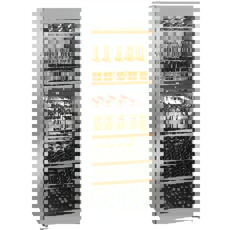 Vitrina pentru vinuri Liebherr WTpes 5972, 516 L, 155 sticle, Rafturi lemn, Control electronic, Display, H 192 cm, Inox