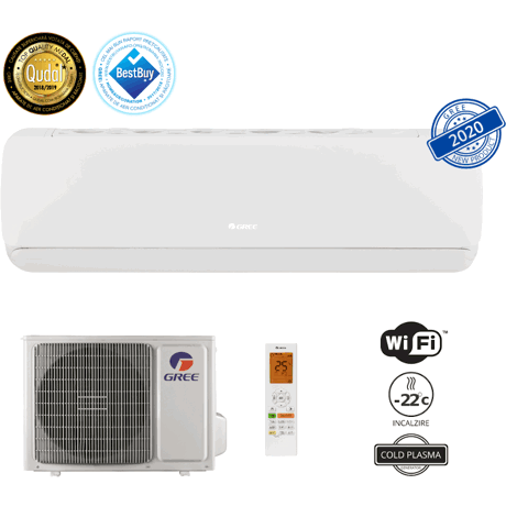 Aer conditionat Gree G-Tech GWH12AEC-K6DNA1A, 12000 BTU, Wi-Fi Intelligent Control, R32, Auto-clean, Buton Turbo, Alb