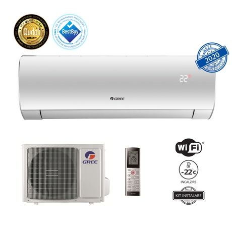 Aer conditionat Gree Fairy GWH09ACC-K6DNA1A, 9000 BTU, Wi-Fi Intelligent Control, R32, Kit de instalare inclus, Alb