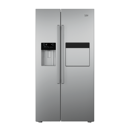 Frigider Side by Side Beko GN162431ZX, Neo Frost, Frigider 368 l, Congelator 176 l, BlueLight, EverFresh, Minibar, Dozator, Inox antiamprenta