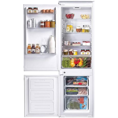 Combina frigorifica incorporabila Candy CKBB 100S/1, Static, 250 L, Control electronic, Sertar fructe/legume, Deschidere stanga, H 177 cm, Alb
