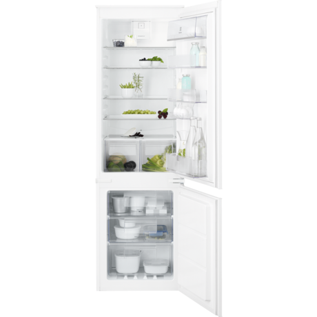Combina frigorifica incorporabila ElectroluxENN2851AOW, 253 l, Dezghetare automata frigider Fresh Frost Free si congelator No Frost, Ventilator interior, 178x54x55 cm