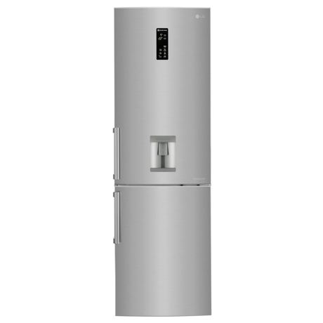 Combina frigorifica LG GBF59PZDZB, No Frost, 314 l, Inverter, Dispenser apa, H 190 cm, Argintiu