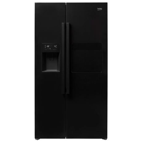 Frigider Side by Side Beko GN162420P, Neo Frost, 544 l, Active Fresh Blue Light, Dozator, Minibar, Display, Negru