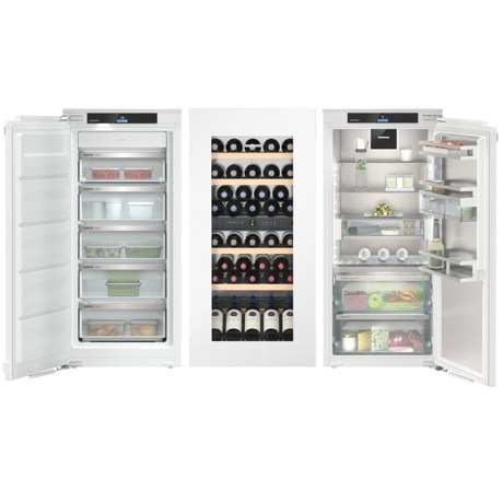 Combinatie side by side incorporabila Liebherr IXRFW 4176, 489 L, No Frost, Display TFT 2,4” color, ecran Touch & Swipe, SuperFrost, SuperCool, Vitrina vinuri, Alb