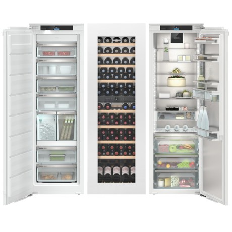 Combinatie side by side incorporabila Liebherr IXRFW 5186, 780 L, No Frost, Display TFT 2,4” color, ecran Touch & Swipe, SuperFrost, Vitrina vinuri, IceMaker, Alb