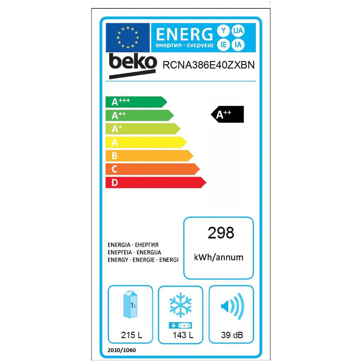 Combina frigorifica Beko RCNA386E40ZXBN clasa E