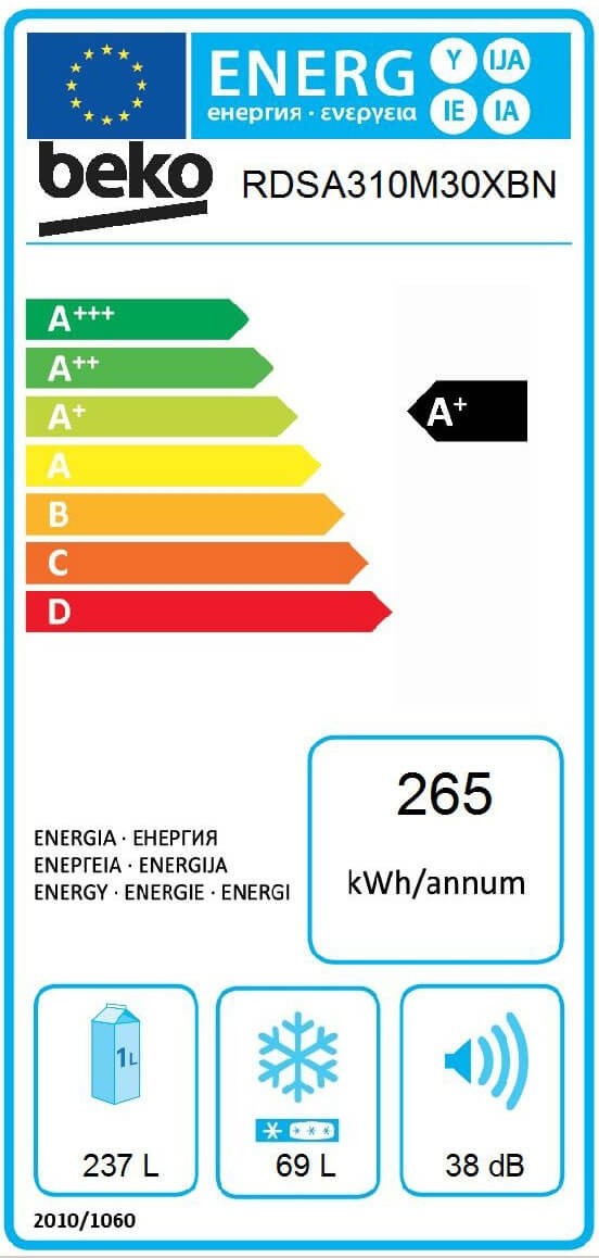 Frigider cu doua usi Beko RDSA310M30XBN clasa F