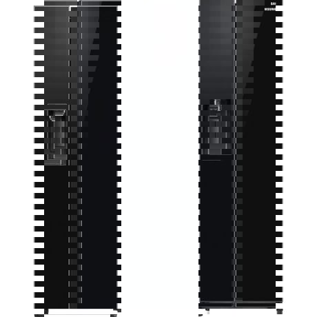 Frigider side by side Samsung RS65R54112C, 617 L, No Frost, Suport sticle, Aparat de gheață, Dozator gheață și apă, H 178 cm, Sticlă neagră