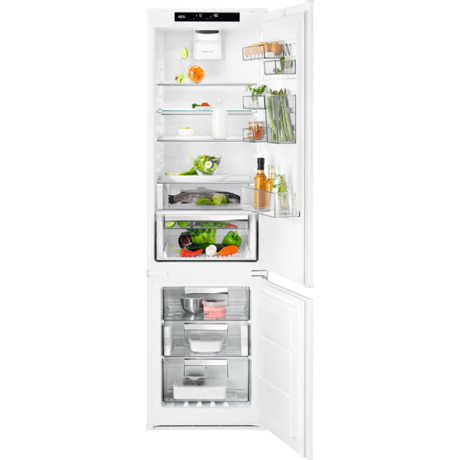 Combina frigorifica incorporabila AEG SCE819D8TS, No Frost, 267 L, H 188.4 cm, Control electronic, Coolmatic, Frostmatic, Alb