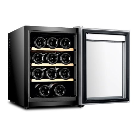 Racitor pentru vinuri Samus SRV36LMA, 21 L, 12 sticle, Control electronic, 3 rafturi lemn, Negru