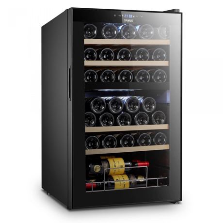 Racitor pentru vinuri Samus SRV98LMCD, 88 L, 33 sticle, Control electronic, 5 rafturi de lemn, Negru