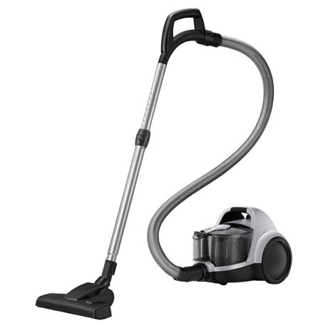 Aspirator fara sac Samsung VC07T355MVC, 750 W, 2.5 L, Perie praf, Perie pentru parchet, Perie Mini-Turbo, Ultra Silver