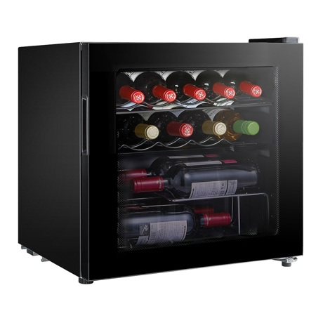 Racitor de vinuri Vortex VWC4SBK01M, 43 L, 14 sticle, Control manual, Rafturi metalice, H 49.2 cm, Negru