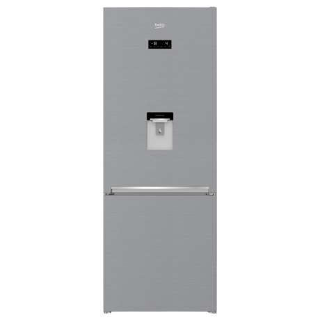 Combina frigorifica Beko RCNE560E40DZXBN, NeoFrost, 510 L, Display touch control, Dozator apa, Raft sticle, Racire/Congelare rapida, H 192 cm, Metal Look