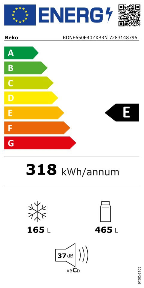Frigider cu doua usi Beko RDNE650E40ZXBRN clasa E
