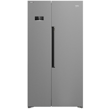 Frigider side by side Beko GN1603140ZHXBN, NeoFrost Dual Cooling, 580 L, Display touch control, HomeWhiz Wi-Fi, Racire/congelare rapida, H 179 cm, Metal Look