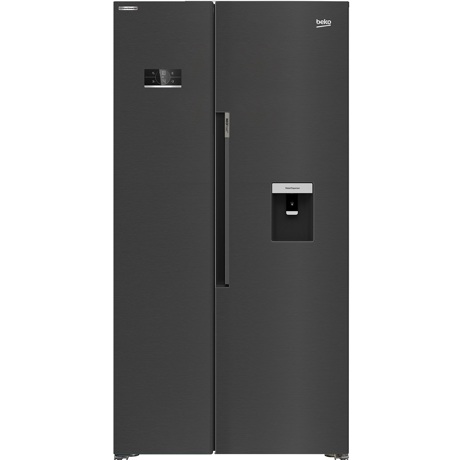 Frigider side by side Beko GN163240ZXBRN, NeoFrost Dual Cooling, 576 L, Display touch control, Congelare rapida, Suport sticle, Dozator apa, H 179 cm, Dark Inox