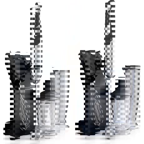 Blender de mana Gorenje HBX884QE, 800 W, vas gradat 800 ml, tocator cu vas 800 ml, tel, stativ, turbo, inox-negru