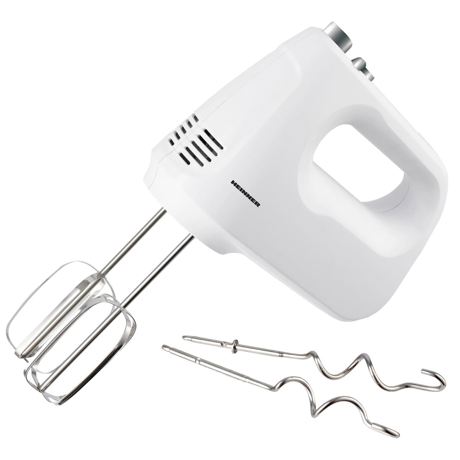 Mixer de mana Heinner White blossom HM-250WHSL, 250W, 6 viteze + Turbo, Teluri inox, Carlige inox, Alb