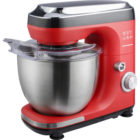 Mixer planetar Heinner Coralle HPM-600RD, 600W, Miscare eliptica, Bol inox 5L, Tel inox, Carlig si paleta din aluminiu turnat, Buton blocare, Rosu