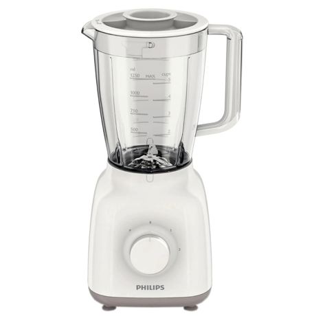 Blender de masa Philips Daily Collection HR2100/00, 400 W, 1.25 l, 2 Viteze, Functie impuls, Alb/Bej