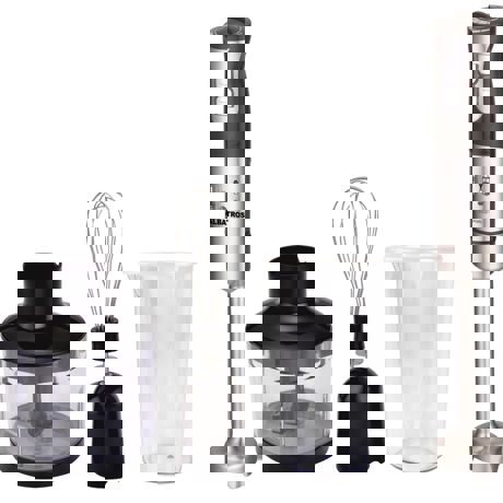 Multiblender Albatros MB1020A, 1000 W, 2 viteze, Tocător 0.4 L, Pahar 0.6 L, Tel, Ax inox, Negru/Inox