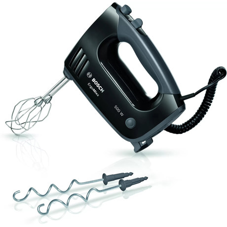 Mixer de mana Bosch MFQ3650X, 500 W, 5 viteze+ Functie Turbo, Buton ejectare accesorii, Negru/gri