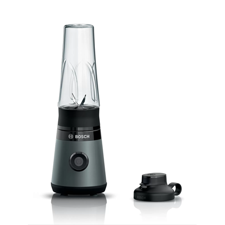 Blender de masa Bosch VitaPower Serie 2 MMB2111S, 450 W, Sticlă ToGo din Tritan, 0.65 L, Cuțit ProEdge, 1 viteza, Argintiu/negru