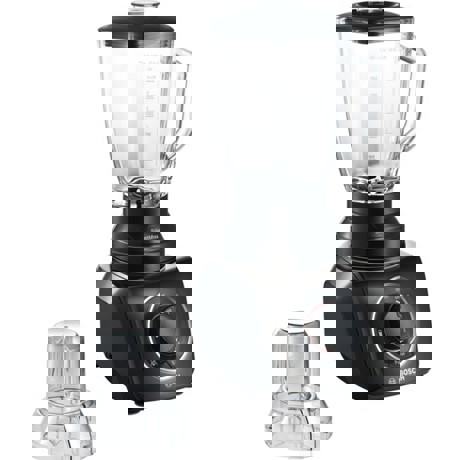 Blender de masa Bosch SilentMixx MMB43G2B, 700 W, 2.3 l, Vas din sticla, Accesoriu mini pentru tocat, Negru