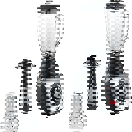 Blender de masa Bosch SilentMixx Pro MMB66G3M, 900W, 2.3 l, Vas sticlă ThermoSafe, filtru pentru smoothie, mini-tocător, 3 programe automate pentru sfărâmare gheață, mărunțire și mixare la viteza maxima, reglare continuă a vitezei cu indicator LED , Negru
