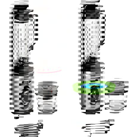 Blender Bosch Vitamaxx MMBV622M, 1000 W, 1.5 L, Lame inox, Funcție "auto", Funcție puls, Zdrobire gheata, Funcție vidare, Vas etanșare în vid 0.75l, Argintiu