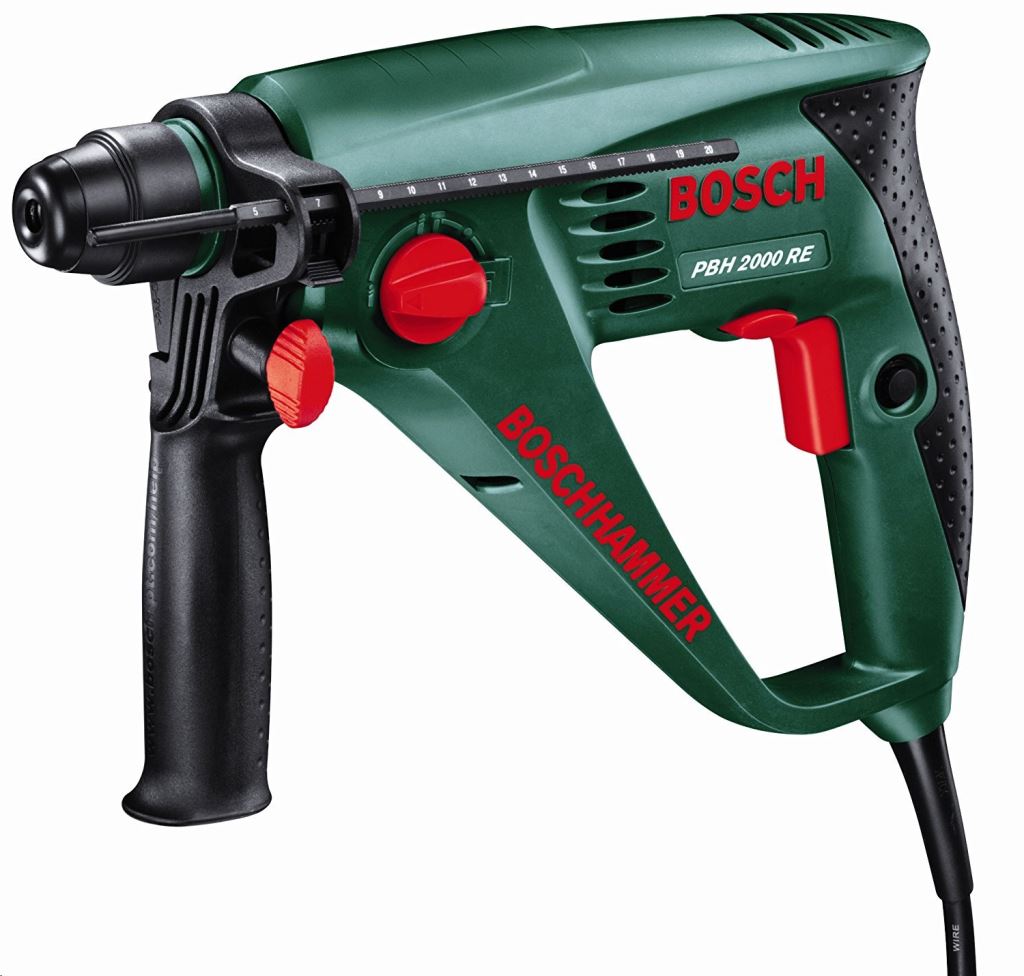 Ciocan rotopercutor Bosch PBH 2000 RE 06033A9322, 550 W, 1.5 J, 1450 RPM, Mandrina SDS+, Negru/Verde