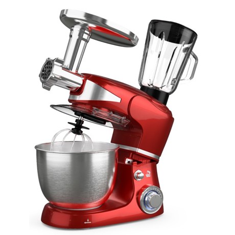 Robot de bucatarie Tesla KR600RA, 1000 W, 6 vitezebol inox 5 L, masina de tocat+blender, Rosu
