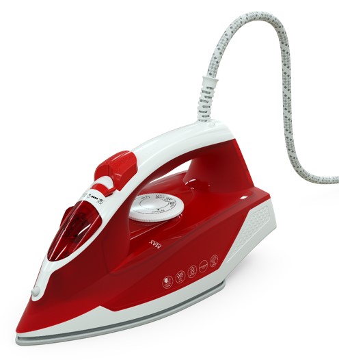 Fier de calcat Tesla IR200R, 2200 W,talpa ceramicarezervor 300 ml, 25g/min, cablu 1.9 m, Rosu