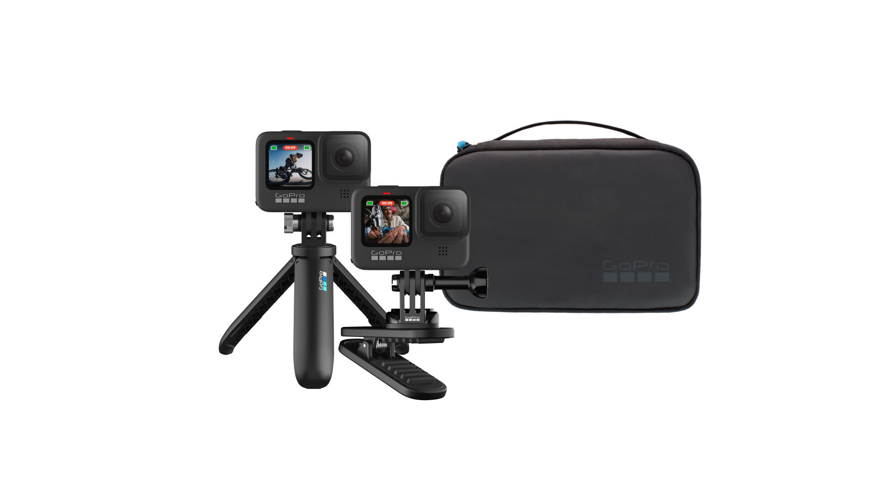 Kit pentru calatorie GoProMini trepied, clip magnetic, geanta transport