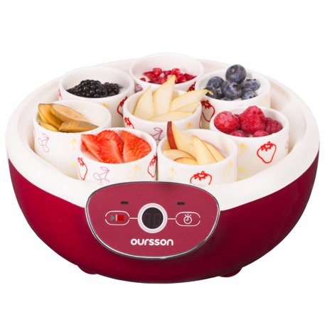 Aparat de preparat iaurt Oursson FE1105D/RD, 1.5L, LCD, 8 recipiente, Rosu