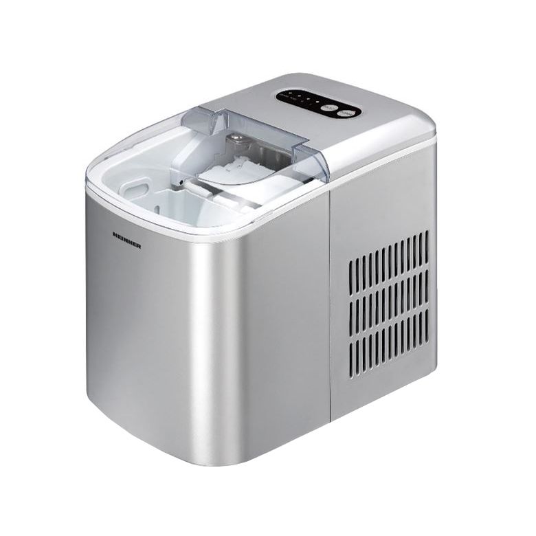 Masina pentru cuburi de gheata Heinner Celeste HIM-120S, 120W, Doua dimensiuni, 12KG/24H, 2.1L, Argintiu
