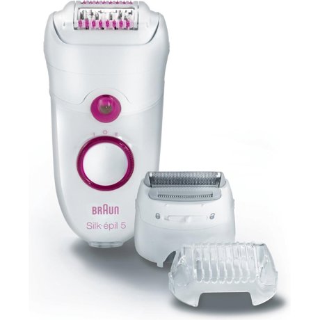 Epilator Braun Silk-épil SE5280, 40 pensete, 2 accesorii, 2 viteze, alb/roz