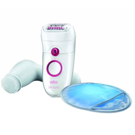 Epilator Braun Silk-épil 5329+ Perie pentru curatarea tenului, 40 Pensete, 2 Viteze, Alb/Roz