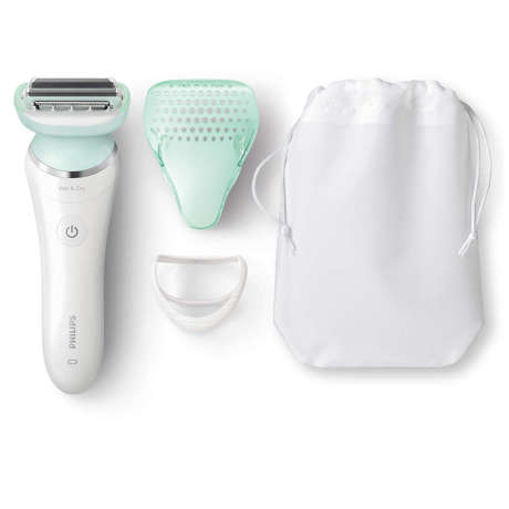 Aparat de ras Philips SatinShave Prestige BRL160/00, Wet&Dry, Litiu-Ion, Incarcare rapida, 3 accesorii, Alb