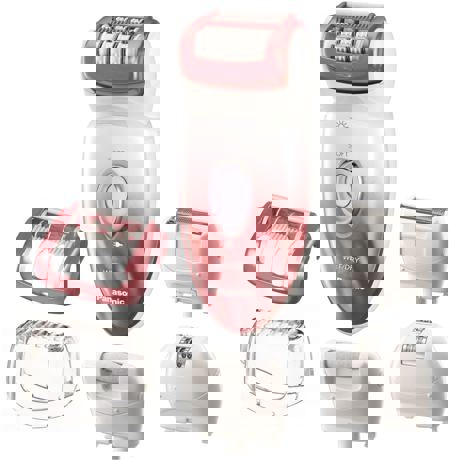 Epilator Panasonic ES-ED90-P503 Wet & Dry, 48 pensete, Cap pivotant, 6 accesorii, Alb/Roz