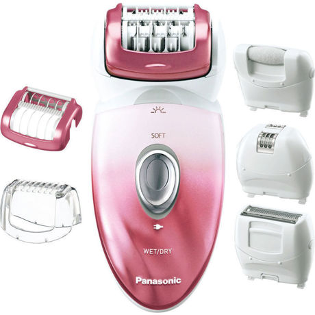 Epilator Panasonic ES-ED92RP503 Wet & Dry, 48 pensete, Cap pivotant la 60°, 6 accesorii, Alb/Roz