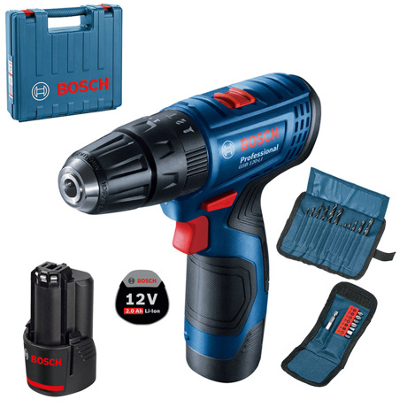Masina de gaurit cu percutie Bosch Professional GSB 120-LI, 12 V, 1500 rpm, 22.500 percutii/min., 2 acumulatori, Incarcator, Valiza, 06019G8102