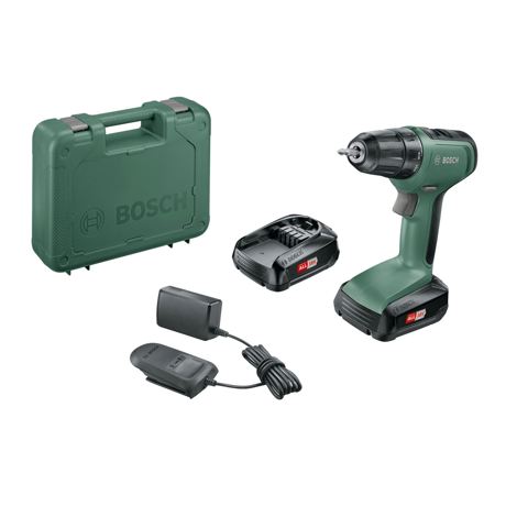 Masina de gaurit si insurubat Bosch Universal Drill 18, 18 V, 1450 RPM, Acumulator, Valiza, Verde, 06039C8005